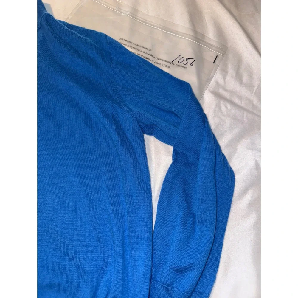 Brooks Brothers Mens Blue Supima Cotton Quarter Zip Sweater Large Mock Neck